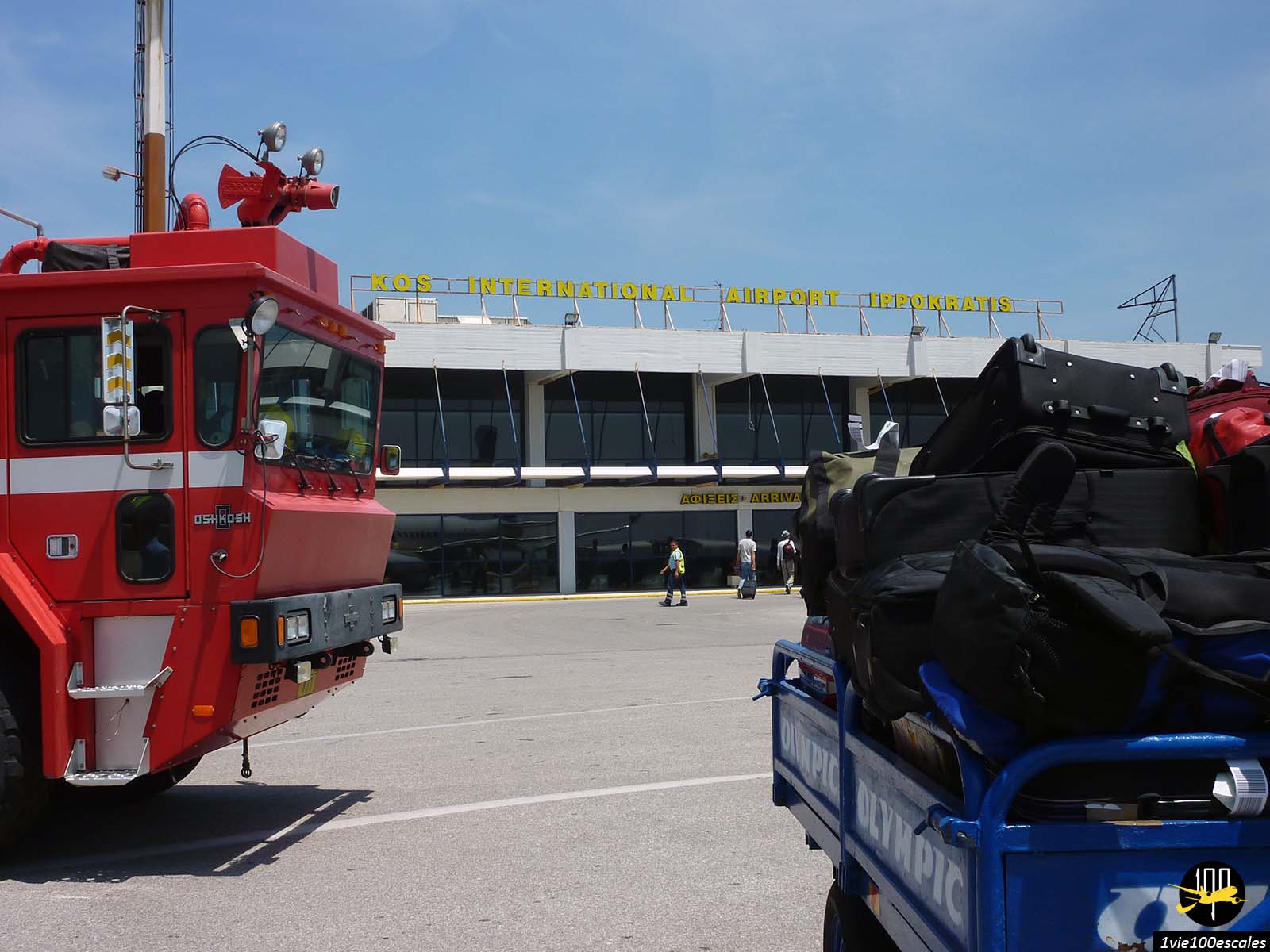 Atterrissage sur le tarmac de l'aéroport de Kos en Grèce avec la compagnie aérienne Ryanair